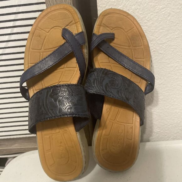 boc BORNVegan Leather Strappy Sandals Navy Blue Size 7 - Picture 1 of 14
